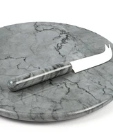 Rsvp International Grey Marble 10" Diameter Cheese Board Knife Set