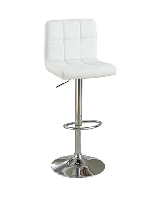 Simplie Fun Set of 2 Modern White Leather Barstool Chairs