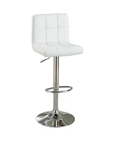 Simplie Fun Set of 2 Modern White Leather Barstool Chairs