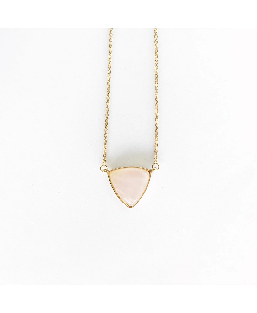 sanctuaire Sanctuary Project by Rose Quartz Triangle Statement Pendant Necklace Light Pink