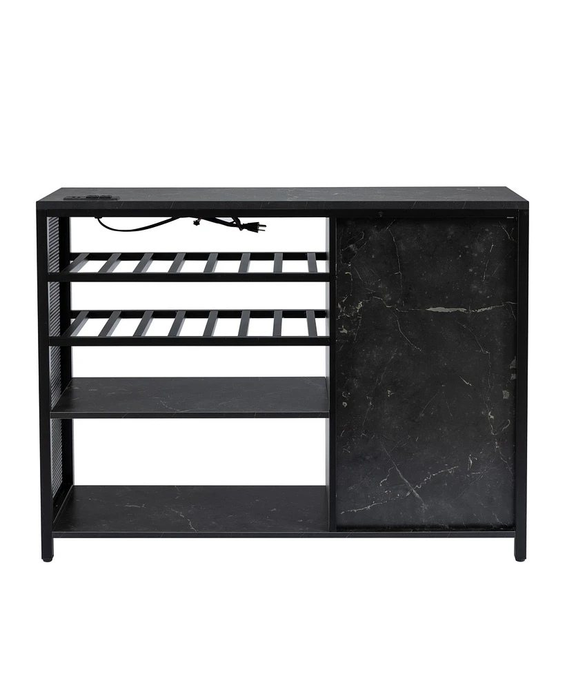 Simplie Fun Modern Black Marble Bar Cabinet