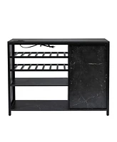 Simplie Fun Modern Black Marble Bar Cabinet