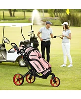 3 Wheel Folding Golf Push Cart with Scoreboard and Adjustable Handle
