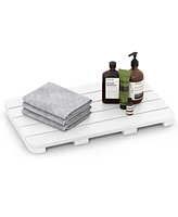 Costway 21.5" x 13.5" Bath Mat Waterproof Hips Spa Shower Mat with Non Slip Foot Pads