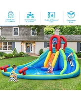 Costway Inflatable Bounce House Kids Water Splash Pool Dual Slides without Blower