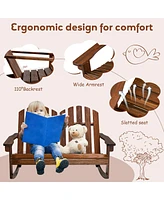 2 Person Kid Adirondack Rocking Chair Outdoor Backrest Armrest Solid Wood