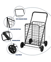 Costway Folding Shopping Cart Utility Trolley Portable For Grocery Laundry Travel