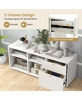 Costway Torage Cabinet with 2 Drawers 4 Cubes Adjustable Feet Floor Display Cabinet