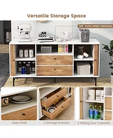 Costway Buffet Sideboard Versatile Tv Stand with Sliding Tambour Doors & 2 Storage Drawers
