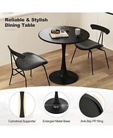 Costway 31.5" Round Dining Table with Anti-Slip Pp Ring Modern Bistro Table for Dining Room