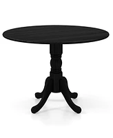 4-Person Dining Table Wooden Kitchen with Solid Rubber Wood Frame for