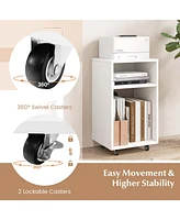 Costway Mobile File Cabinet Wooden Printer Stand Vertical Storage Organizer Home Office