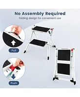 Costway 2 Step Ladder Folding Step Stool 330lbs Capacity with Anti-Slip Pedal & Handle