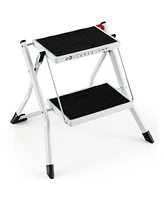 Costway 2 Step Ladder Folding Step Stool 330lbs Capacity with Anti-Slip Pedal & Handle