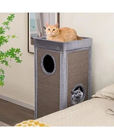 Costway 4-Story Cat House 39'' Cat Condo with Scratching Posts & 4 Soft Plush Cushions
