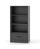 4-Tier Bookcase 48'' Display Bookshelf Storage Organizer with Shelves & Drawer