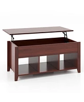 Costway Lift Top Coffee Table with Hidden Compartment and Storage Shelves