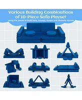 Costway Kids Play Sofa Set Modular Convertible Foam Folding Couch Toddler Playset