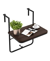 Folding Hanging Table Outdoor Railing Table with 3-Level Adjustable Height