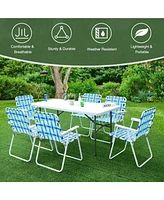 Gymax Set of 6 Patio Folding Web Chair Portable Beach Camping Red
