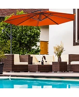 10 Ft Hanging Umbrella Patio Sun Shade Offset Outdoor Market Cross Base