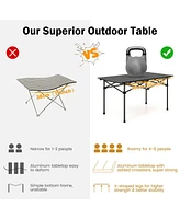 Gymax Aluminum Camping Table for 4-6 People Folding Picnic Table w/ Carry Bag