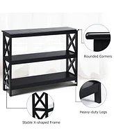 Costway 3-Tier Console Table x-Design Bookshelf Sofa Side Accent