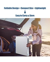 Gymax Folding Camping Table Aluminum Height Adjustable w/ Storage Organizer Dark Blue