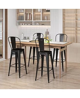 Costway Set of 4 High Back Metal Stool 30'' Seat Bar Height