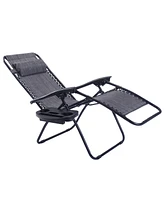 Costway 2PC Folding Zero Gravity Reclining Lounge Chairs Beach Patio W/Utility Tray