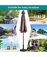 Costway 10FT Patio Umbrella 6 Ribs Market Steel Tilt W/ Crank Outdoor Garden