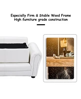 Costway White Kids Sofa Armrest Chair Couch Lounge Birthday Gift