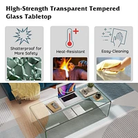 Tempered Glass Coffee Table Accent Cocktail Side Table Living Room Furniture