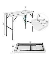 Costway Folding Fish Table Hunting Clean Cutting Camping Sink Faucet