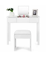 Costway Vanity Dressing Table Furniture Stool Storage Box