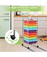 Costway 10 Drawer Rolling Storage Cart Scrapbook Office School Organizer