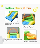 Costway Kids Playing Inflatable Bounce House Jumping Castle Game Fun Slider 480W Blower