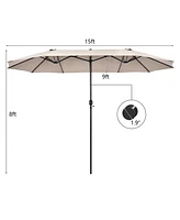 15FT Patio Double-Sided Umbrella Crank Outdoor Garden Market Sun Shade