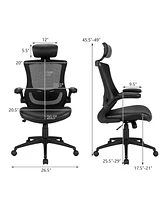 Costway Mesh Back Adjustable Swivel Office Chair Flip up Arms