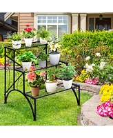 Plant Rack 3-Tier Metal Plant Stand Garden Shelf Stair Style