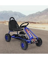 Costway Kids Pedal Go Kart 4 Wheel Ride On Toys w/ Adjustable Seat & Handbrake