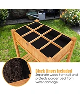 Costway 8 Grids Raised Garden Bed Elevated Planter Box Kit Wood