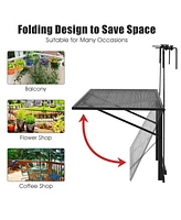 Folding Hanging Table Adjustable Balcony Railing Table Patio Deck