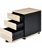 Costway 3-Drawer Mobile File Cabinet Vertical Filling Cabinet