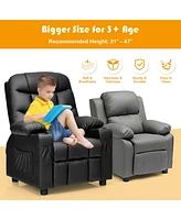 Kids Youth Recliner Chair Pu Leather w/Cup Holders & Side Pockets