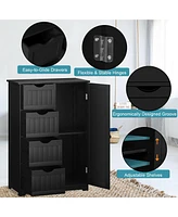 Costway 4 Drawer Freestanding Bathroom Floor Cabinet Adjustable Storage Cupboard