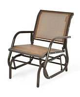 Costway Outdoor Single Swing Glider Rocking Chair Armrest Garden