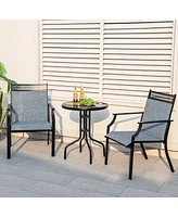 Costway Patio Chairs Set of 2 with All Weather Breathable Fabric High Backrest