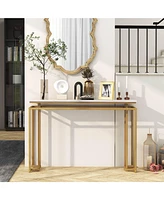 Costway 47" Faux Marble Top Console Table Modern Entryway Table with Anti-toppling Kit