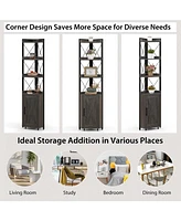 6-Tier Corner Bookshelf with 5-Level Adjustable Shelf & Anti-Tipping Kits
